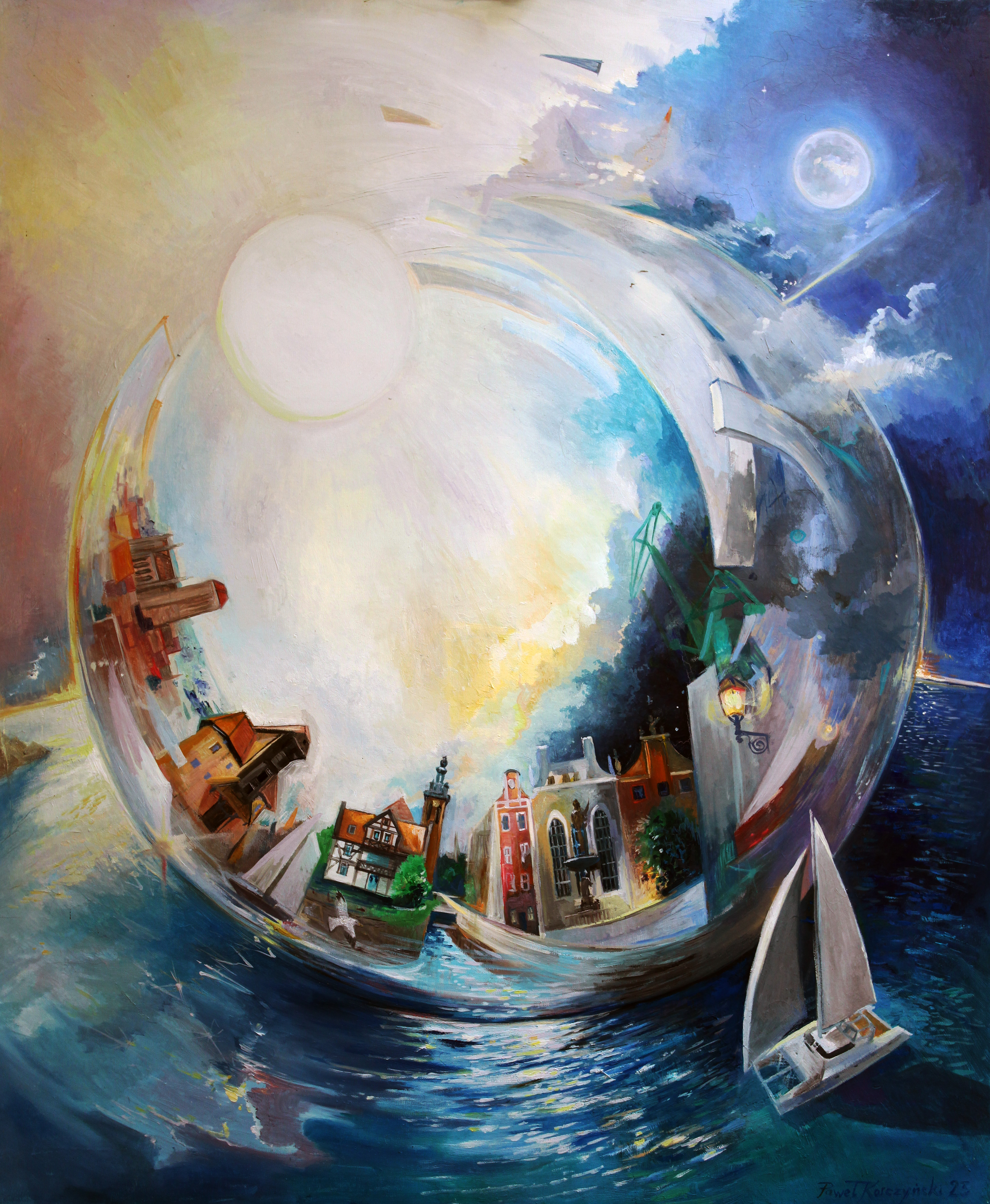 "Gdańsk i ruch światła" obraz Pawła Korczyńskiego z 2023. Obraz malowany w typowym dla artysty stylu. Łączy on abstrakcje z realistycznym malarstwem. Obraz ukazuje zmiany jakie pojawiają się z upływem czasu. Przedstawia również piękno Gdańskiej starówki i przestrzeń morza. 